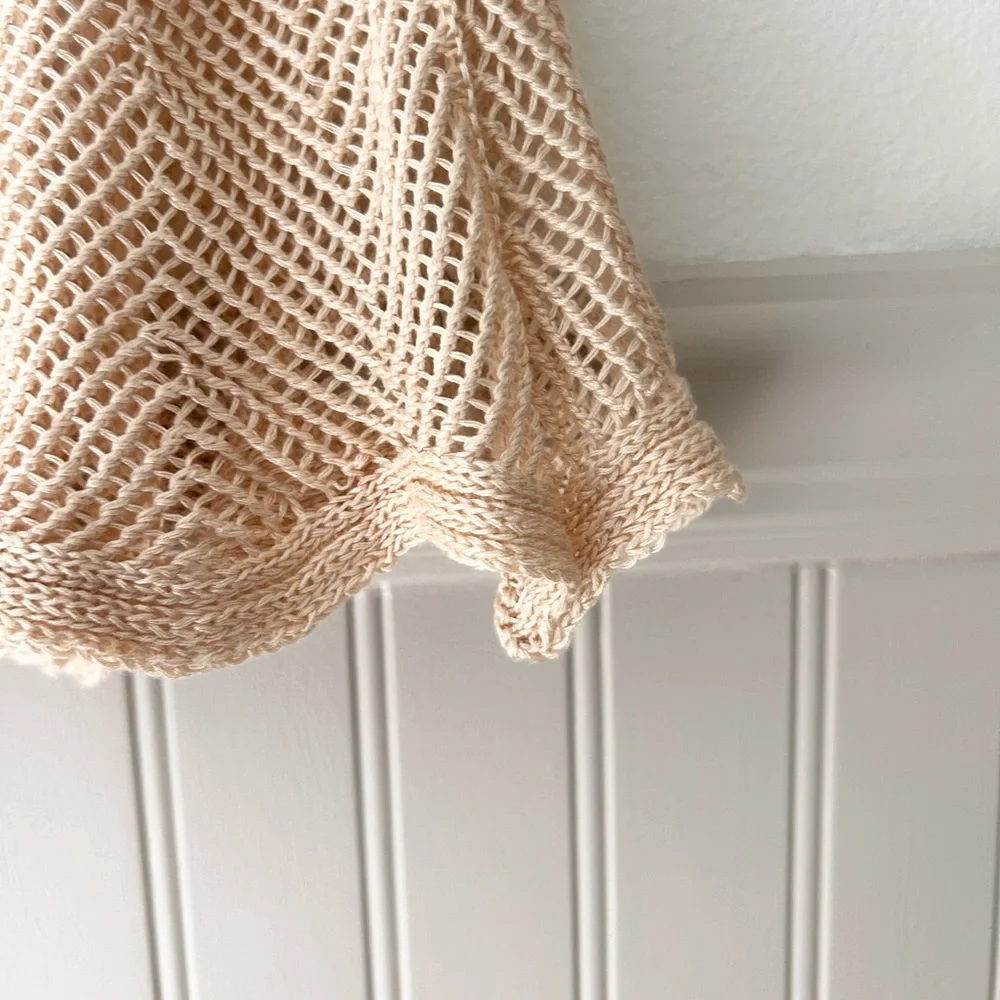 Elegant Tan Crochet Knit Skirt - One Size Neutral